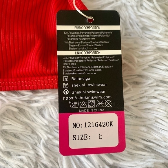 NWT SHEKINI Red Ribbed Halter Cheeky Bikini - Picture 7 of 12
